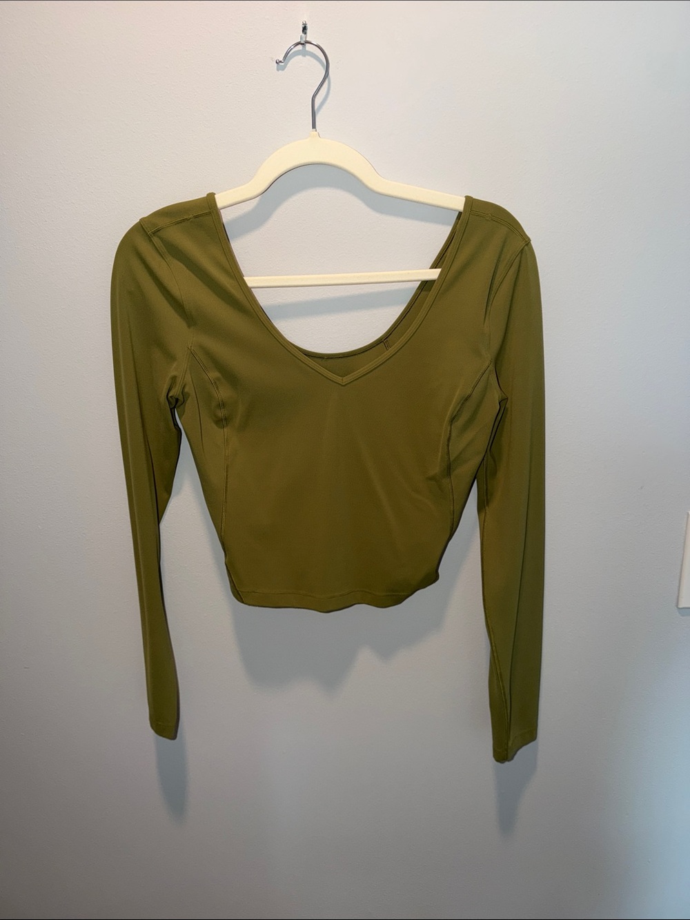 lululemon athletica Olive Green V-Neck Long Sleeve Crop Top
